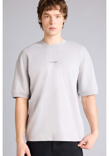 Defacto Loose Fıt Baskılı Tişört H4209ax26spgr253 Gri-gr253