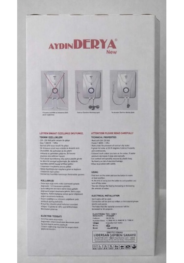 Aydın Derya Elektrikli Şofben 7500w Ani Sıcak Su, Güvenli Kullanım, Ekonomik Su Isıtıcı
