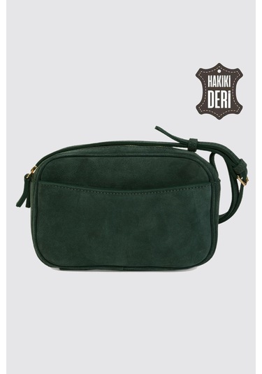 Hakiki Deri Kadın Çapraz Omuz Çantası Yeşil Süet Smr8975 Yeşil Süet