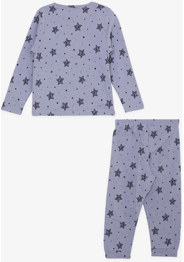 Breeze Kız Çocuk Pijama Takımı Yıldız Desenli 1.5-5 Yaş, Lila-lila Lila