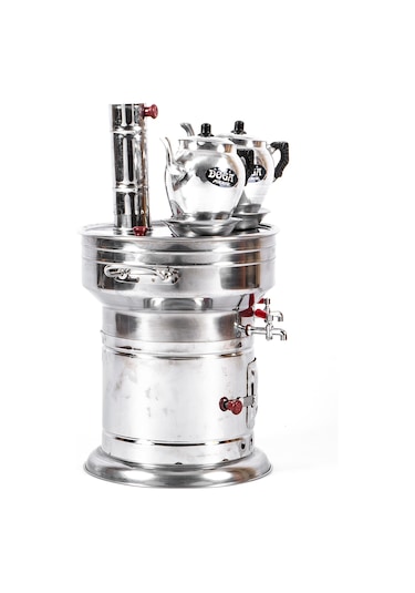 12 Litre Semaver 2 Adet Alüminyum Demlik Çift Çeşme İçt