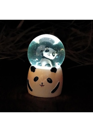 Tatlı Peluş Panda & Işıklı Mini Panda Kar Küresi & Kar Tanesi Kol