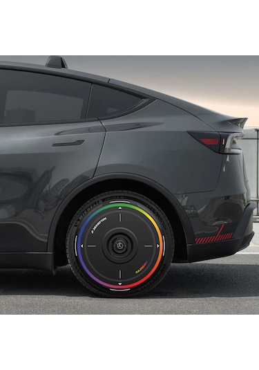 Haloblk Halodısc 2 Rainbow - Tesla Model Y - 19 İnç Aerodinamik Siyah Jant Kapağı - 4 Adet