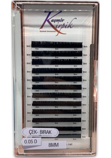 Kaşmir Kirpik Çek - Bırak 0.05 D Kıvrım Tek Boy Kirpik 8 MM