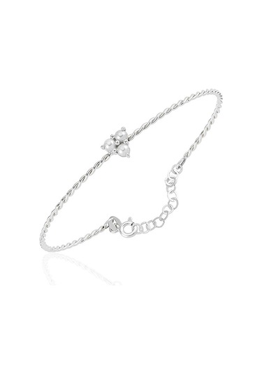 Mini Incili Burgu Gümüş Bilezik