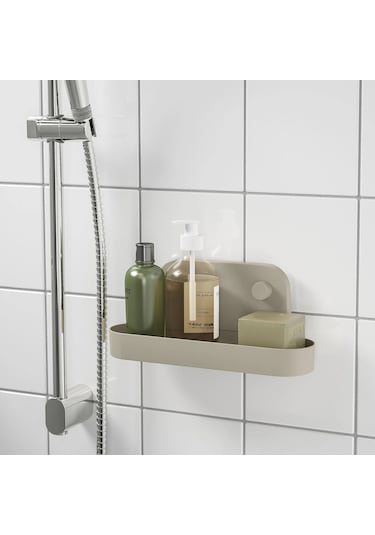 Ikea Öbonäs Vantuzlu Duvar Rafı, Gri-bej, 28 Cm Bej