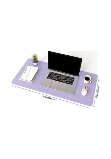 Deri Mouse Pad Dikişli Kenar Çift Yönlü Kullanım Masa Matı Sümen 90x40 Xl Lila