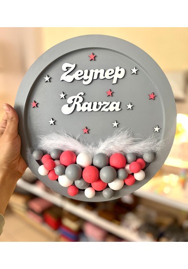 Kız Bebek Kapı Süsü-pembe Balonlu Kapı Süsü-bubble Kapı Süsü Gri