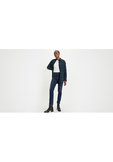 Rise Straight Kadın Jean Pantolon - Blue Swell Mavi