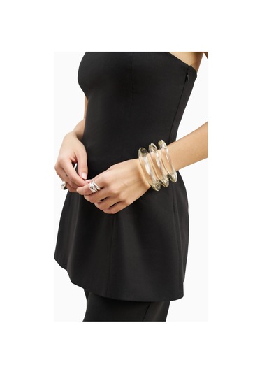 Because Of Alice Strapless Linen A - Line Bodice Kadın Üst Siyah