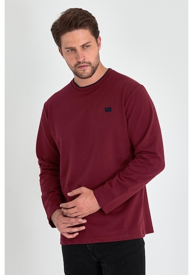 Comeor Çift Bisiklet Yaka Baskı Detaylı Standart Fit Erkek Sweatshirt Bordo 001 Comeor Çift Bisiklet Yaka Baskı Detaylı Standart Fit Erkek Sweatshirt Bordo 001