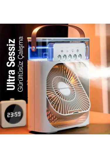 Ayarlanabilir Kademe Ve Dereceli Taşınabilir Ev Ofis 600ml Nemlendiricili Buharlı Fan