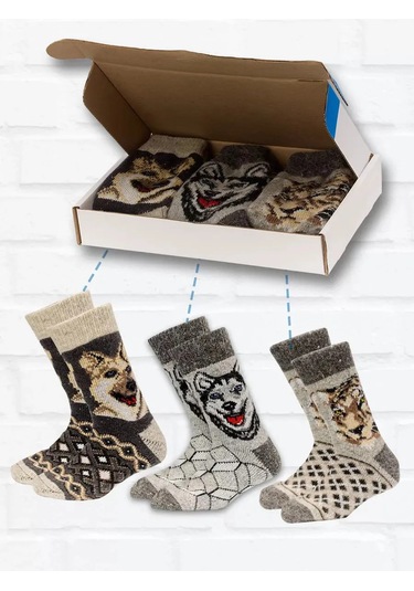 Nakın Yünlü Sıcak Kış Çorapları Hediye 3 Çift 172135150 Gri