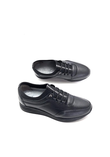 Hakiki Deri Tam Ortopedik Poli Hafif Taban Erkek Ayakkabı Siyah