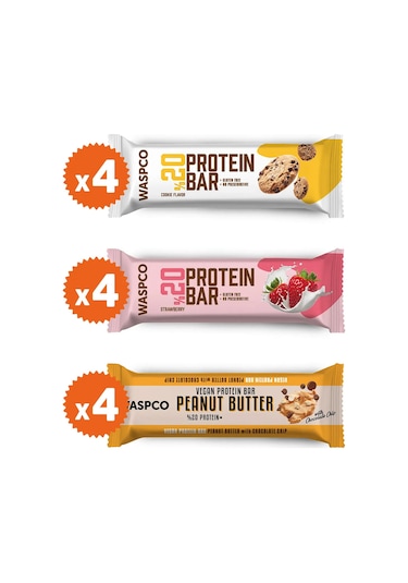 Waspco Protein Bar Karma Kutu 40G x 12 Adet 3 Çeşit