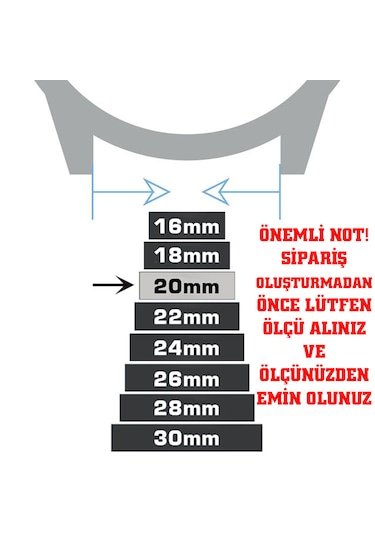 20mm Siyah Floter Hakiki Deri Saat Kordonu Kayış Beyaz