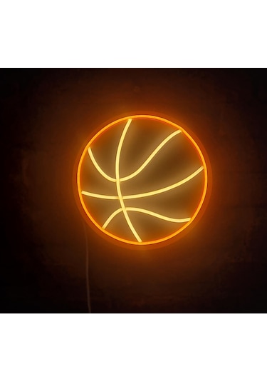 Basketbol Topu Neon Led Duvar Aydınlatması - 28x28 Cm