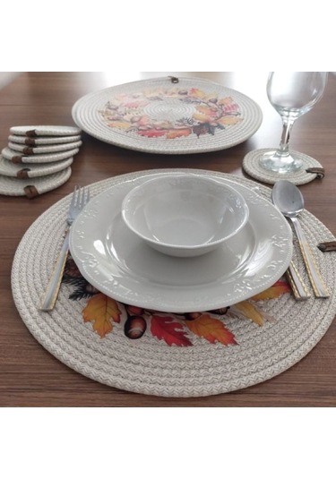 6 Kişilik 12 Parça Amerikan Servis, Hasır Supla Takımı, Tabak Ve Gold