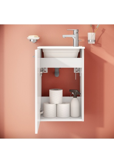 VitrA Mia 69576 Banyo Dolabı Seti Kapaklı Parlak Beyaz 40 CM Parlak Beyaz