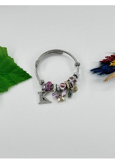 Bhs Life Kadın Charmlı K Harfi & Kelebek Çelik Bileklik