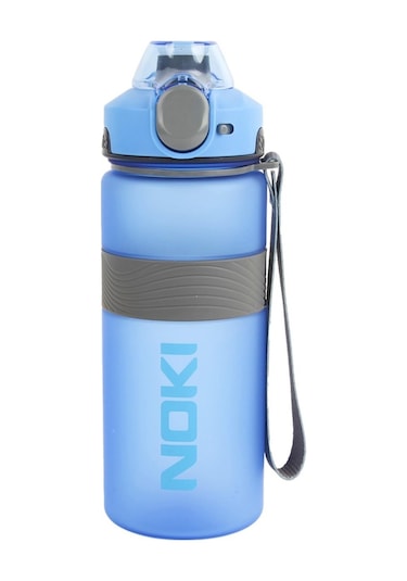 Noki Su Matarası Tritan Auto Kapak Soft Touch Silikon Bantlı Askılı 750 Ml Mavi