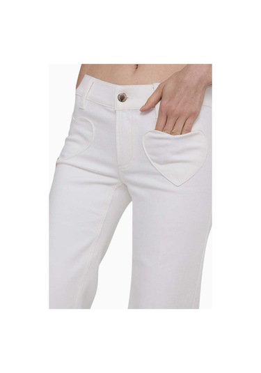 Alice And Olivia Slay Heart Cepli Düz Paça Pantolon Bej