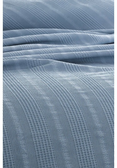 Tek Kişilik Waffle Pike 160x230cm, %100 Pamuk, Petek Tasarım, Mavi Renk Mavı Mavi