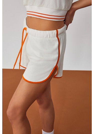 DZENKA Kadın Oversize Geniş Paça Yüksek Bel Ekru Alt-Üst Takım