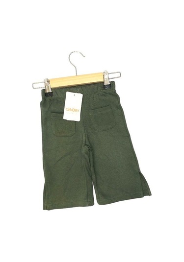 Çikoby Kız Bebek Yırtmaçlı Örme Pantolon-13578 Haki