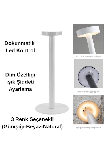 Forlife Dokunmatik Şarjlı Dekoratif Halter Led Masa Lambası