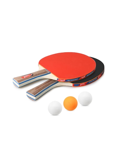 Ranyeek 2 Kişilik Tenis Topu Seti: Uzun Saplı Raketler Ve 3 Top, Dayanıklı Ahşap Sap, Sponge Lastik Yüzey