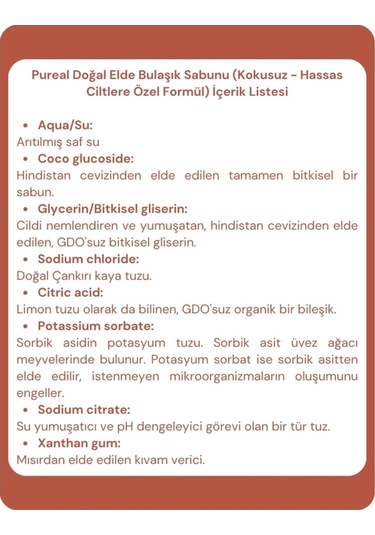 Pureal Doğal Elde Bulaşık Sabunu - Hassas Ciltlere Özel 500 Ml
