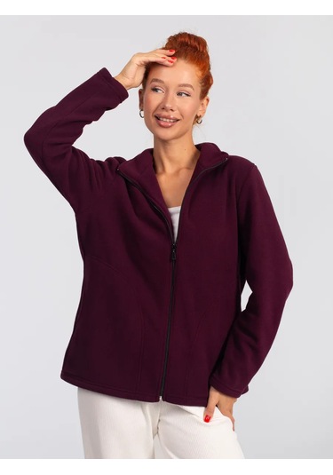 Domtrik Fermuarlı Sıcak Fleece Sweatshirt 300911856 Şarap Rengi