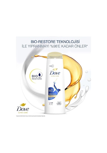 Dove Ultra Care Saç Bakım Şampuanı Yoğun Onarıcı Yıpranmış Saçlar İçin 600 Ml X3