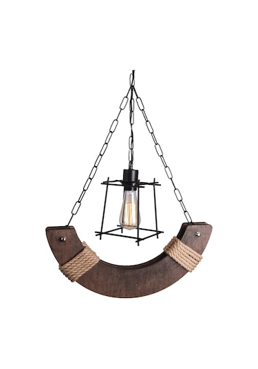 Vedemo Juliette Tekli Rustik Halatlı Ahşap Avize