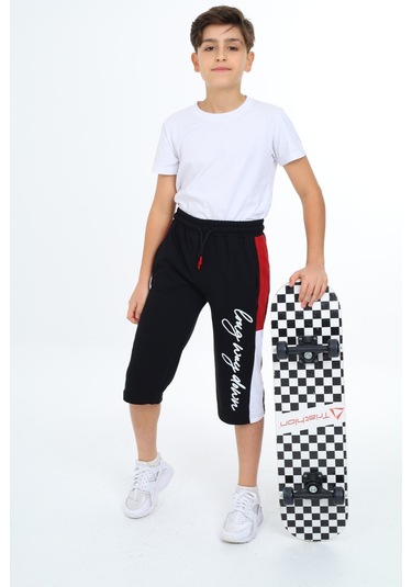 Erkek Çocuk Garni Detaylı Kapri Alt 12204 Siyah