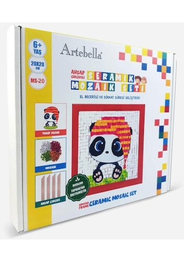 20 I Çocuk Ahşap Çerçeveli Seramik Mozaik Set 20x20 Cm