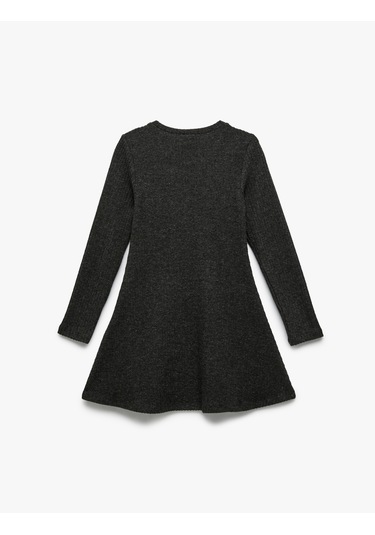 Koton Bisiklet Yaka Viskon Karışımlı Uzun Kollu Elbise Antrasit 6wkg80021ak 939