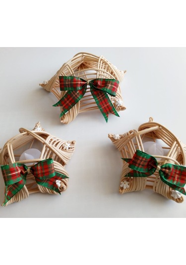 Bambu Noel Mumluk 3'lü Tealight Bej