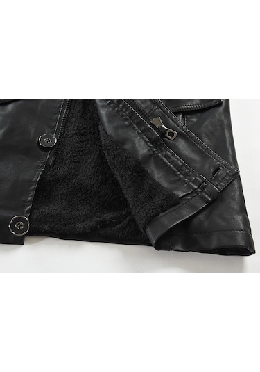 Sımıcg Erkek Orta Boy Yaka Büyük Beden Deri Mont-siyah Siyah