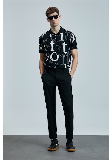 Lufian Erkek Dıamond Smart Polo T-shirt 111040219 Siyah Siyah