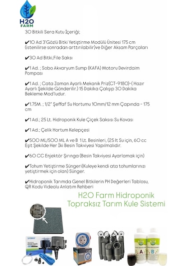 Hidroponik Dikey Tarım Kule Sistemi Seti - 30 Bitkilik Sistem