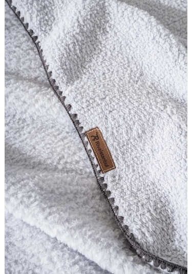 Açık Gri Valencia Sherpa Çift Kişilik Peluş Battaniye Gri