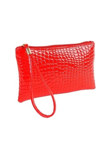 Linjinxu Moda Uzun Timsah Desenli Bayan Clutch Cüzdan Kırmızı Diğer Diğer