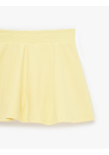 Koton Yüksek Bel Slim Fit Mini Spor Şort Etek Sarı 6sak40398nk