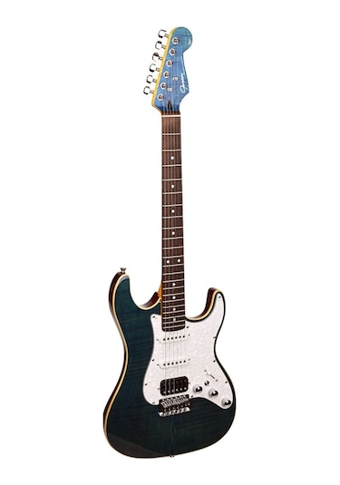 Guson Superstrat Hss Elektro Gitar Quilted Mavi