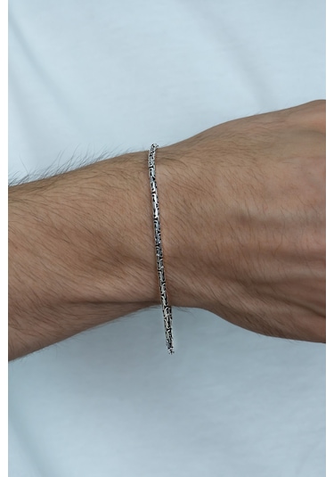 Takı Dükkanı 925 Ayar Gümüş Erkek Bileklik Yuvarlak Kral Model 2.5mm Genişlik 20cm Uzunluk msb01
