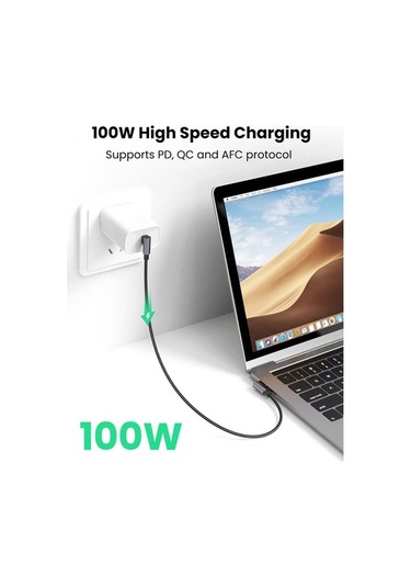 Pazly Ugreen 1m Usb C-c 90 Derece Diken Veri Kablosu 100w Pd Hızlı Şarj Dizüstü Bilgisayar/akıllı Telefon/tablet İçin