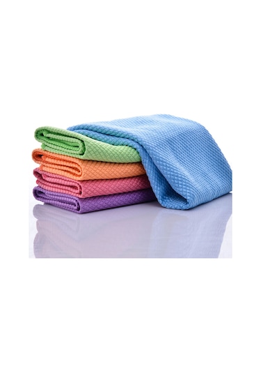 Tenfowee Ultra İnce Mikrofiber 5'li Cam Ve Araç Temizleme Havlusu, Su Emici Balık Pul Desenli Diğer
