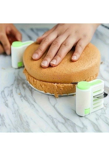 Zhanglei001 Yeşil 5 Katlı Ayarlanabilir Pasta Dilimleyici Ve Ekmek Bölücü Seti 2 Parça